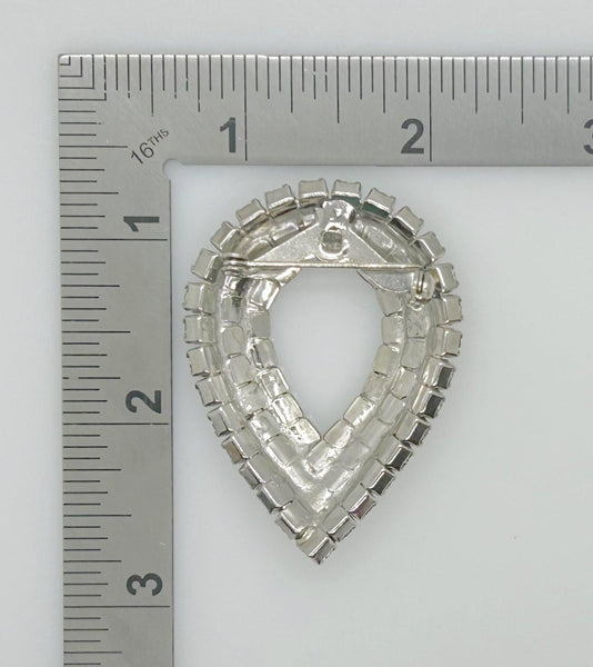 Vintage Rhinestone Teardrop Brooch