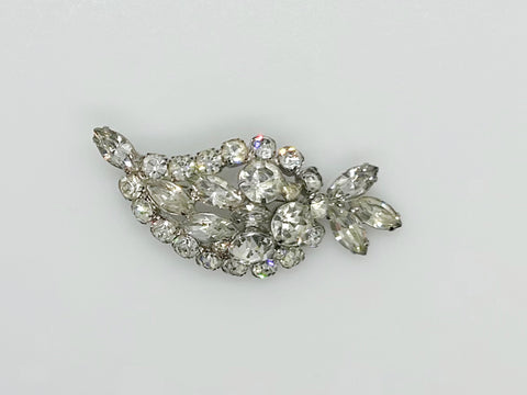 Large Paisley Shaped Sparkling Rhinestone Vintage Brooch