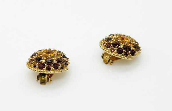 Vintage Round Golden Rhinestone Earrings - Lamoree’s Vintage