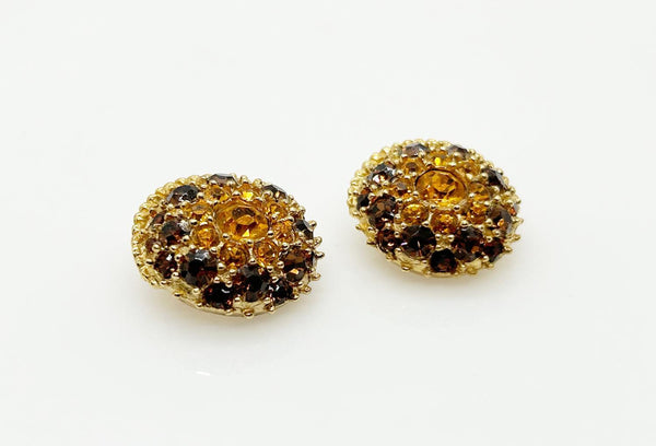 Vintage Round Golden Rhinestone Earrings - Lamoree’s Vintage