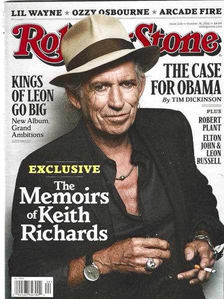 Rolling Stone magazine cover featuring Keith Richards with text about music and politics.