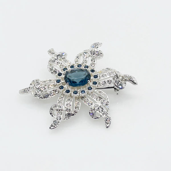 Vintage ROMAN Flower Brooch with Blue Center