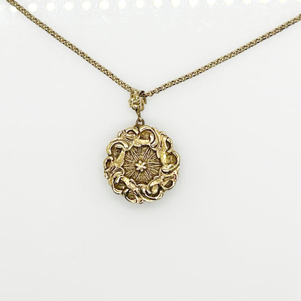 Vintage Round Fanciful Locket with Chain