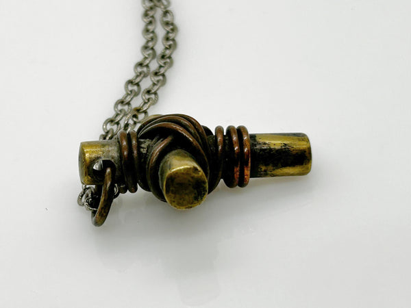 Vintage Rugged Brass Cross Necklace