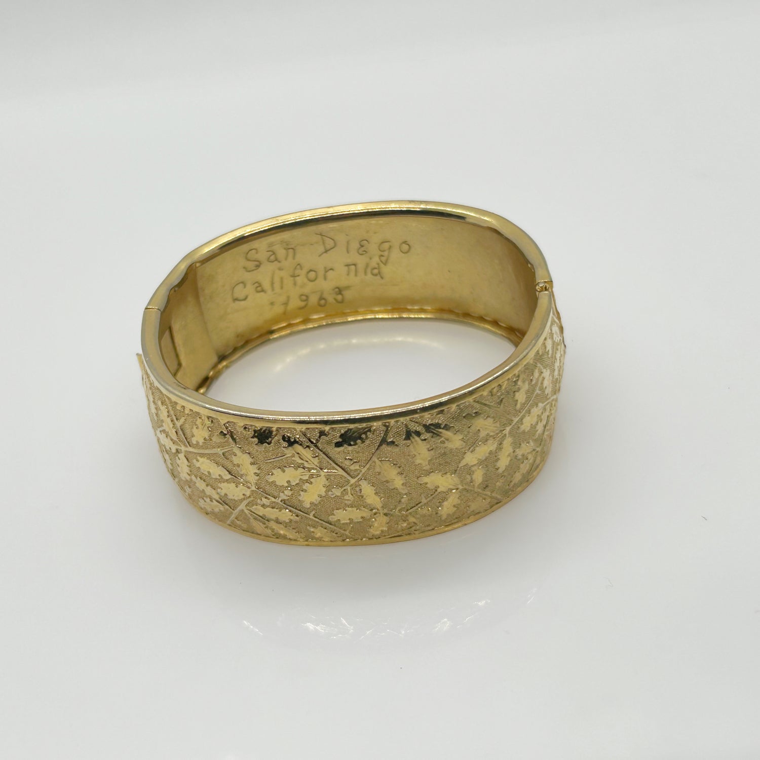 Beautiful Gold Bangle Bracelet Engraved 1963