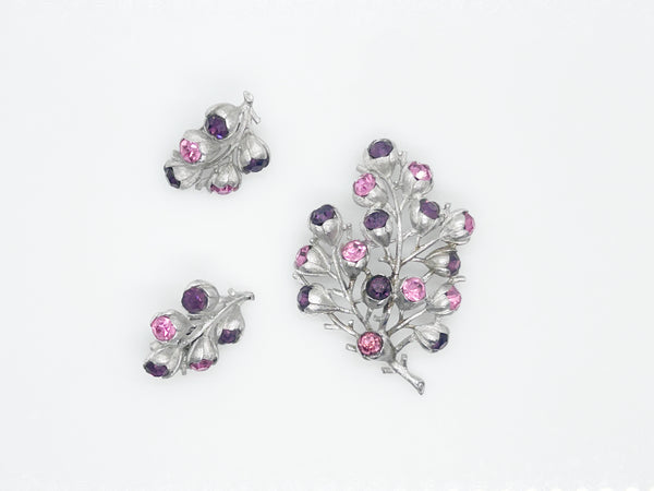 Sarah Coventry Vintage "Wisteria" 1962 Brooch and Earring Set