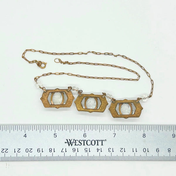 Vintage Necklace with Clear Carved Scottie Links