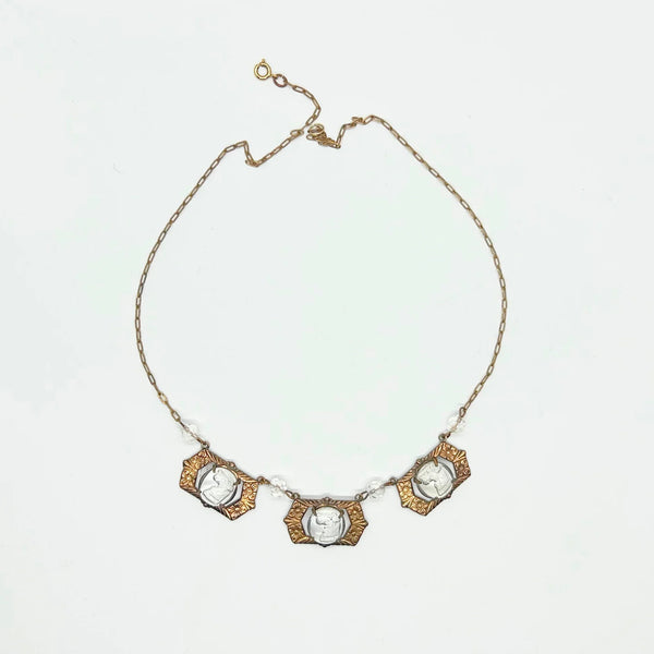 Vintage Necklace with Clear Carved Scottie Links