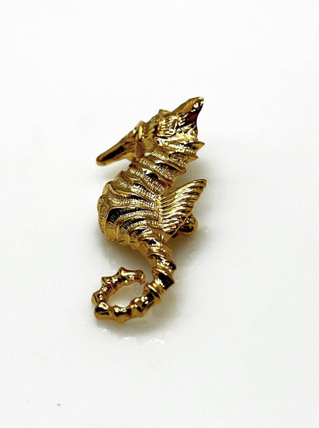 Golden Seahorse Brooch