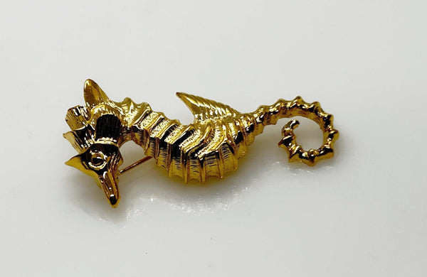 Golden Seahorse Brooch