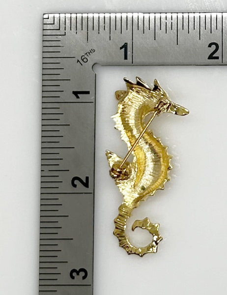 Golden Seahorse Brooch