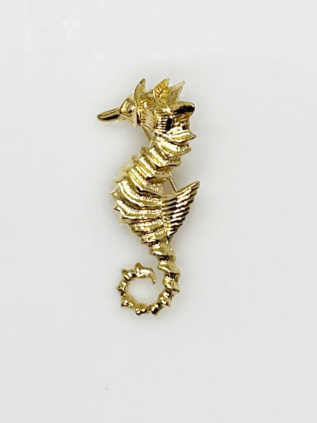 Golden Seahorse Brooch