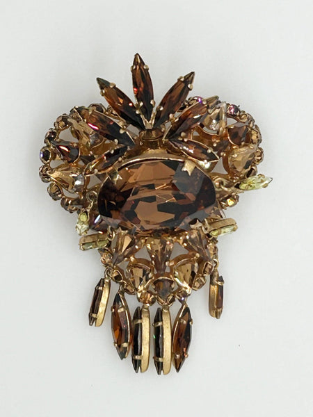 Showstopping Vintage Brooch with Golden Amber Stones - Lamoree’s Vintage