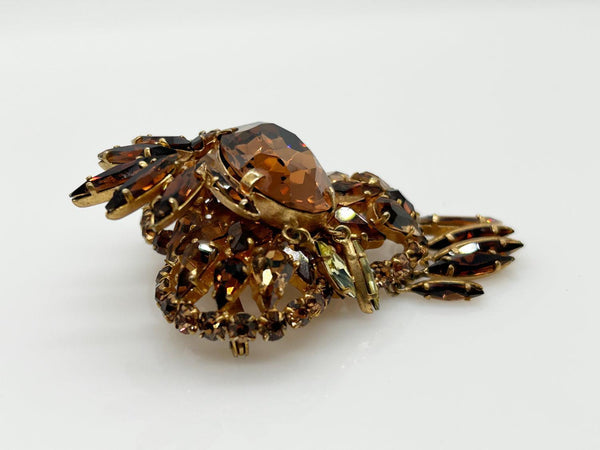 Showstopping Vintage Brooch with Golden Amber Stones - Lamoree’s Vintage