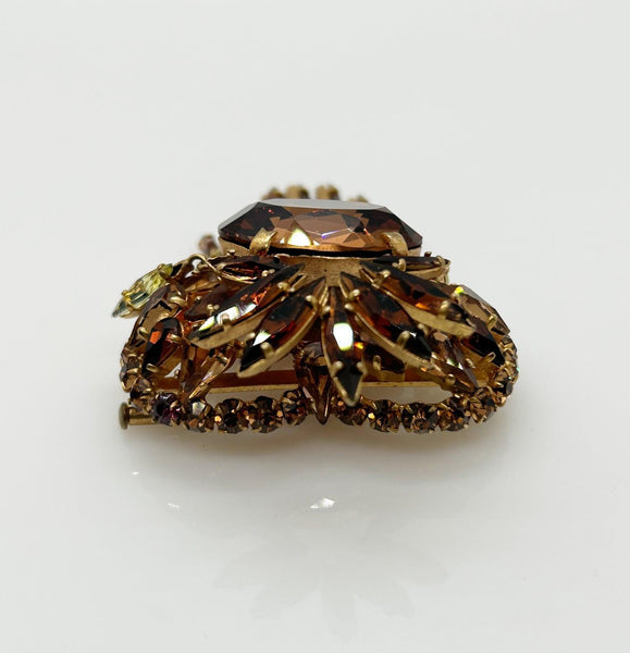 Showstopping Vintage Brooch with Golden Amber Stones - Lamoree’s Vintage