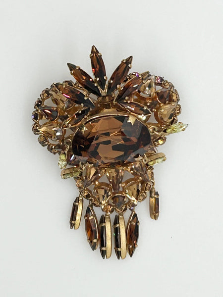 Showstopping Vintage Brooch with Golden Amber Stones - Lamoree’s Vintage