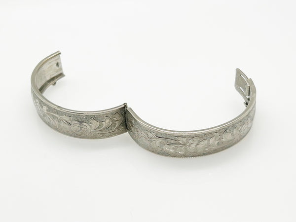 Vintage Engraved Silver Tone Bangle