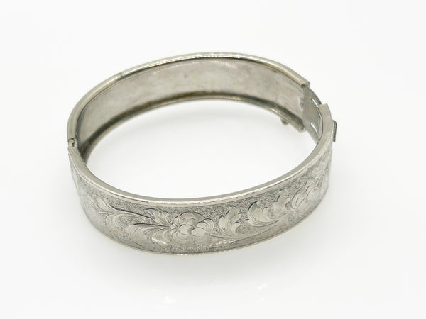 Vintage Engraved Silver Tone Bangle