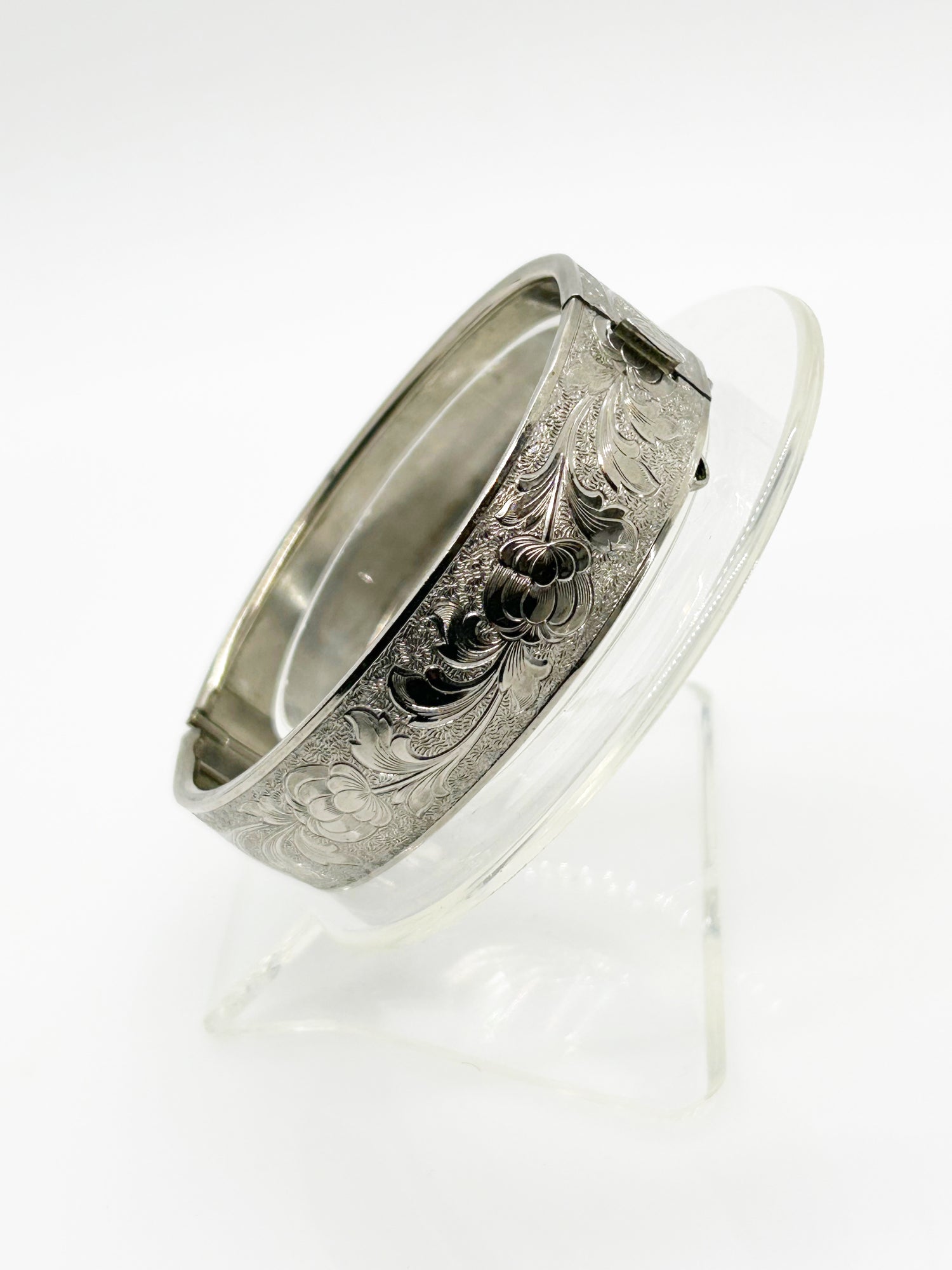 Vintage Engraved Silver Tone Bangle