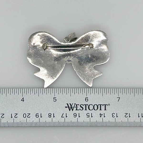 Vintage Sterling Silver Bow Pendant/ Brooch