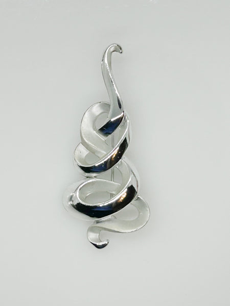 Vintage AJC Swirly Silver Brooch