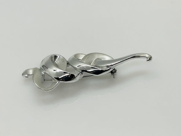 Vintage AJC Swirly Silver Brooch