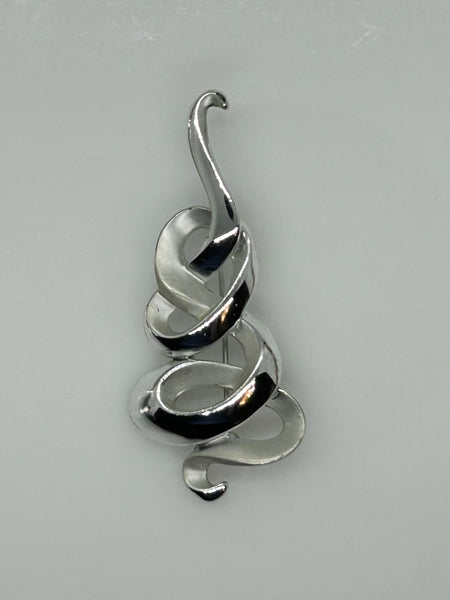 Vintage AJC Swirly Silver Brooch