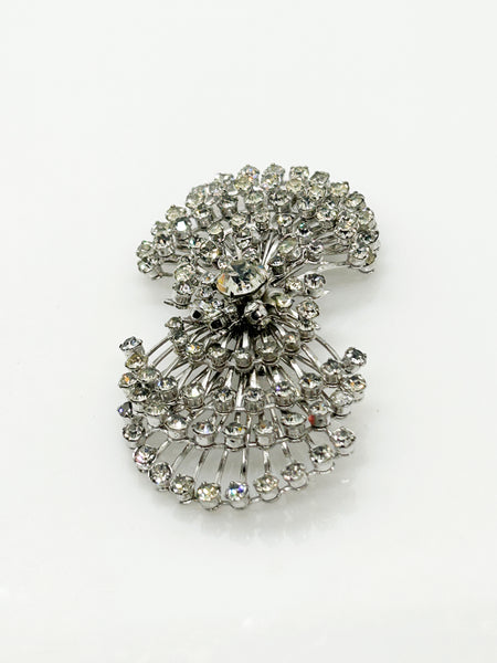 Sparkling Vintage Atomic Silvertone Rhinestone Pin