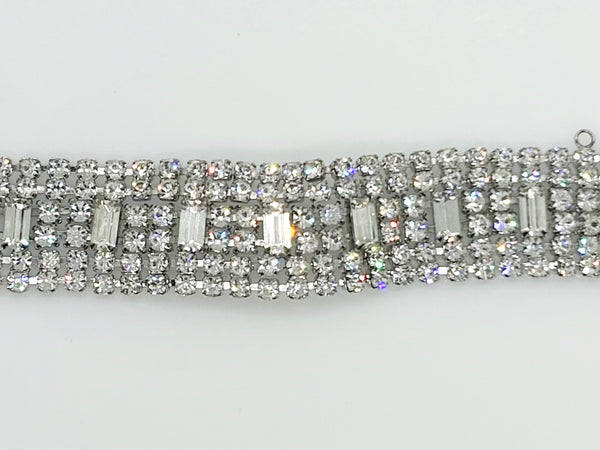 Glamorous Six Row Vintage Rhinestone Bracelet