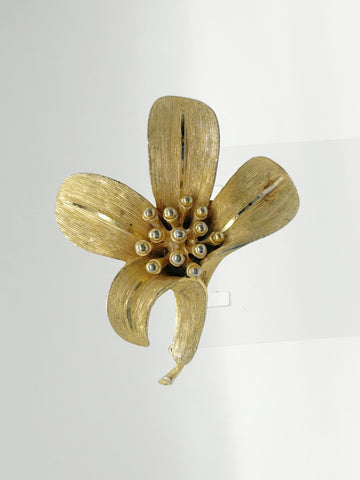 Vintage BSK Golden Lily Brooch