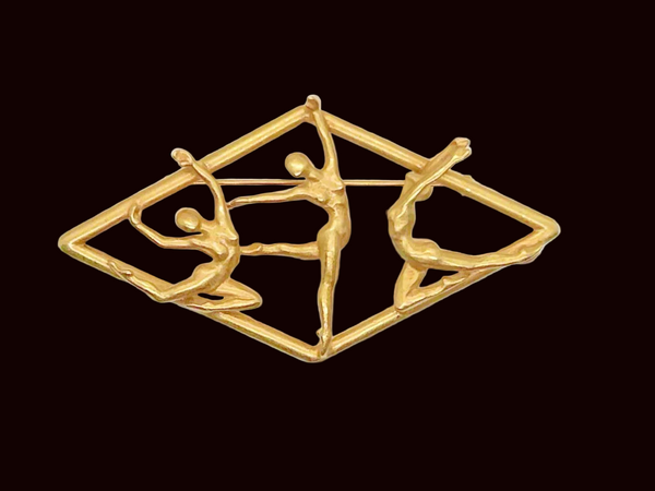 Sleek Art Deco Style Brooch with Dancers by JJ - Lamoree’s Vintage