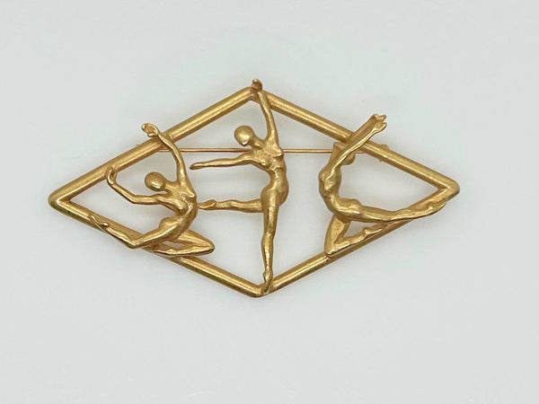 Sleek Art Deco Style Brooch with Dancers by JJ - Lamoree’s Vintage