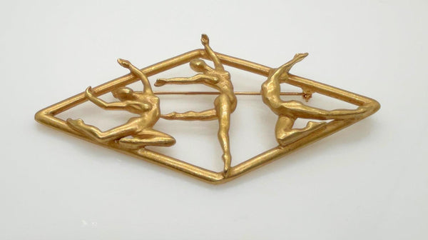 Sleek Art Deco Style Brooch with Dancers by JJ - Lamoree’s Vintage