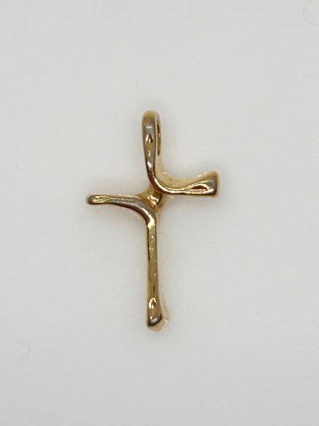 Sophisticated and Simple Curving Modernist Cross Pendant