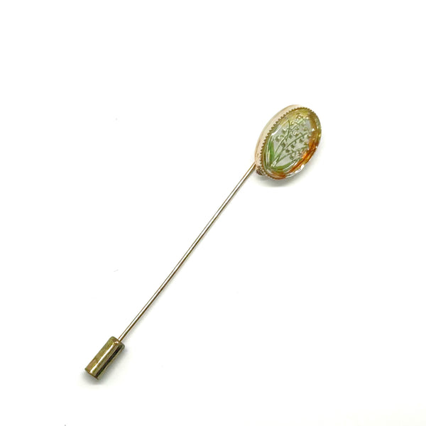 Vintage Reverse Intaglio Essex Crystal Floral Lapel Pin