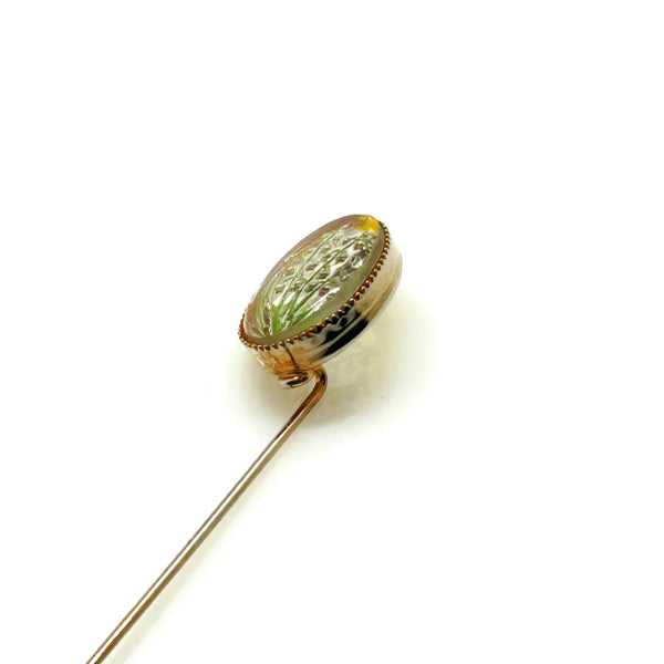 Vintage Reverse Intaglio Essex Crystal Floral Lapel Pin