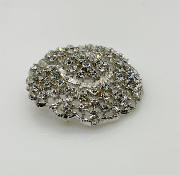 Lovely Sparkling Abstract Vintage Rhinestone Flower Pin