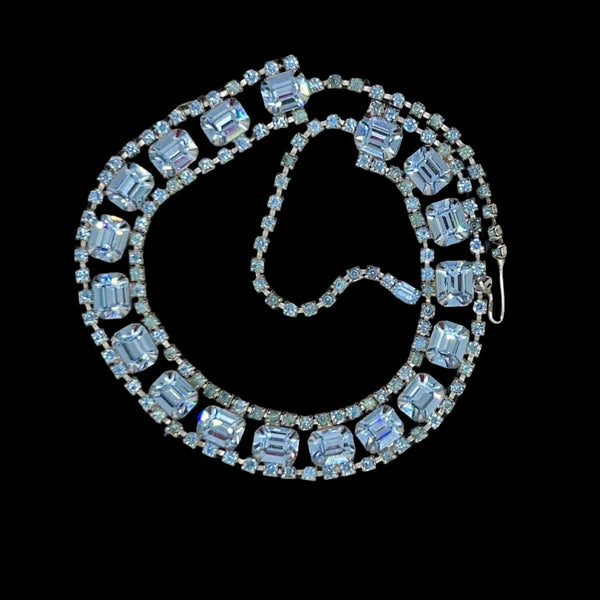 Sparkling Baby Blue Rhinestone Necklace Choker - Lamoree’s Vintage