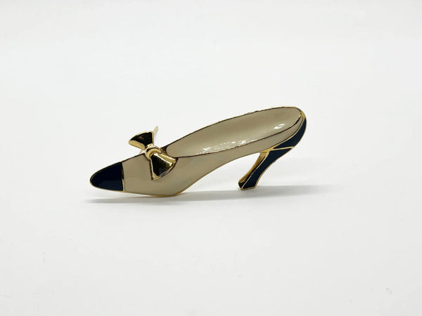 Trifari Cream and Dark Blue Spectator Shoe Brooch