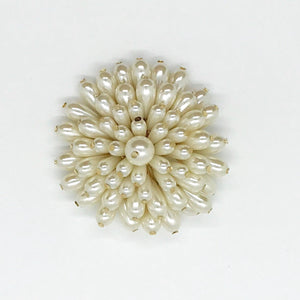 Bold 3-D Faux Pearl Vintage Flower Brooch