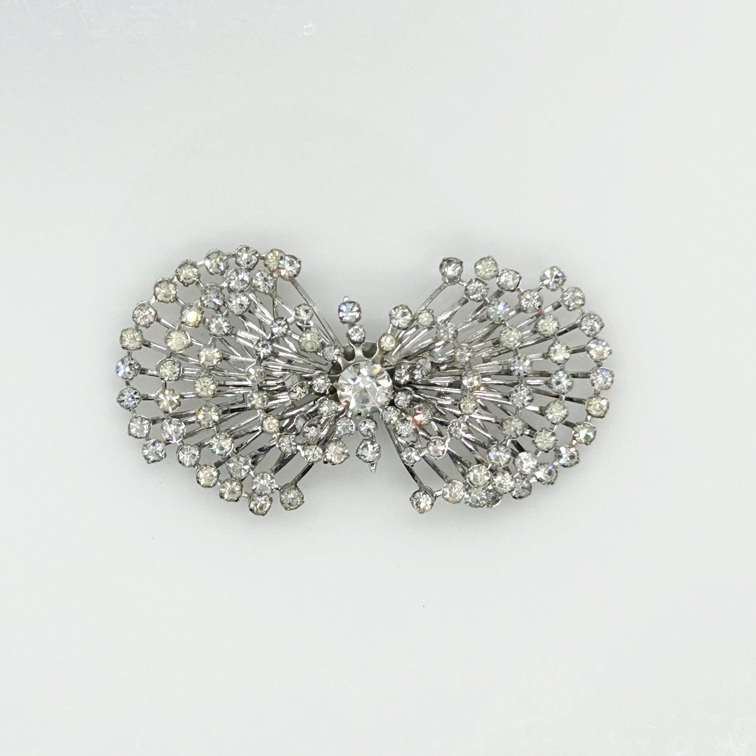 Sparkling Vintage Atomic Silvertone Rhinestone Pin