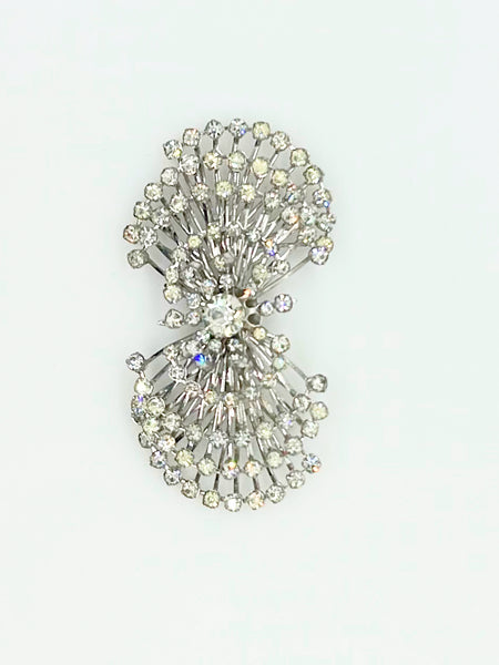 Sparkling Vintage Atomic Silvertone Rhinestone Pin