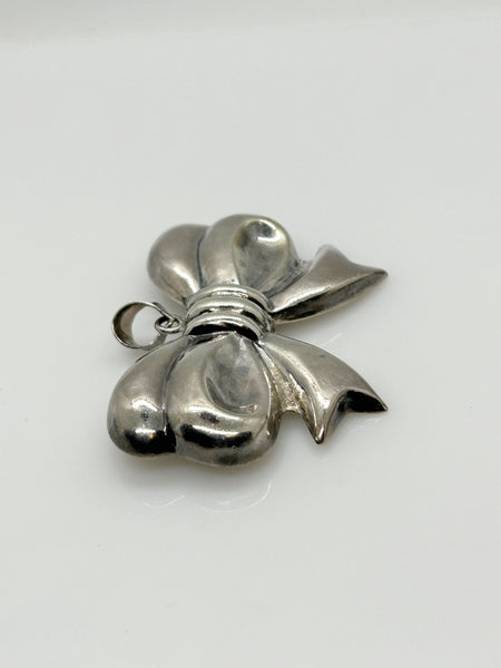 Vintage Sterling Silver Bow Pendant/ Brooch