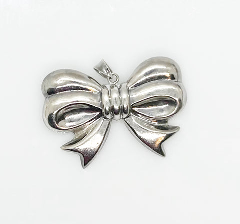 Vintage Sterling Silver Bow Pendant/ Brooch