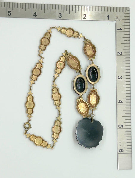 Striking Art Deco Faux Onyx & Gilt Necklace - Lamoree’s Vintage