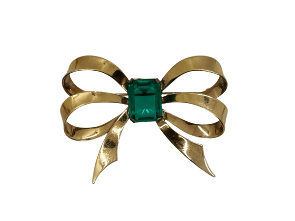 Stunning Vintage Green Bow Brooch - Lamoree’s Vintage