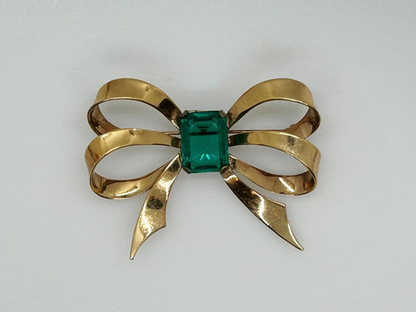 Stunning Vintage Green Bow Brooch - Lamoree’s Vintage