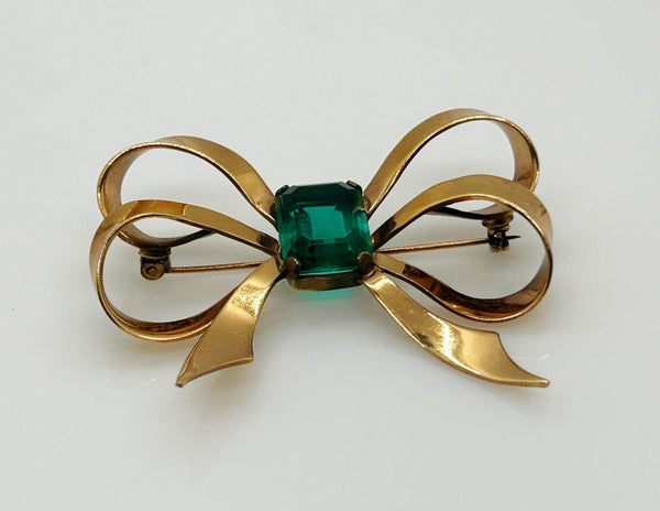 Stunning Vintage Green Bow Brooch - Lamoree’s Vintage