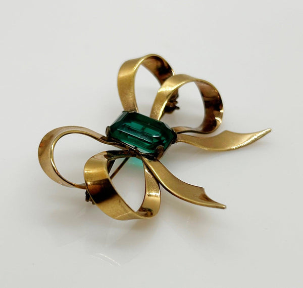 Stunning Vintage Green Bow Brooch - Lamoree’s Vintage