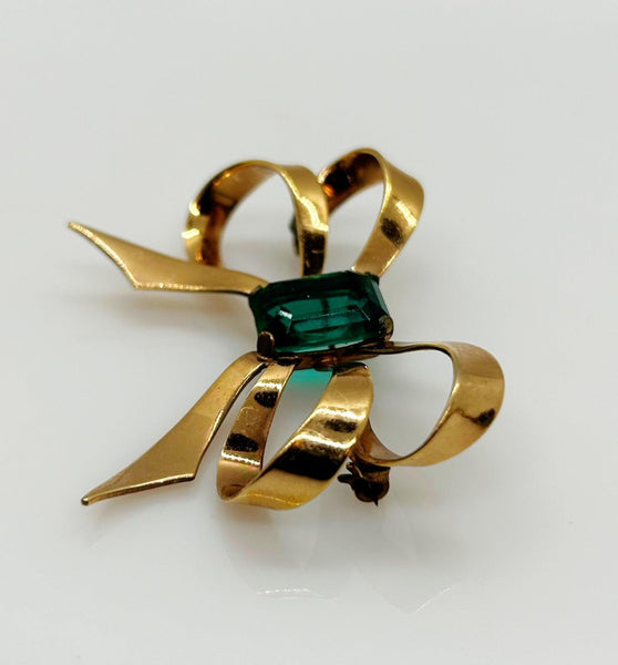 Stunning Vintage Green Bow Brooch - Lamoree’s Vintage